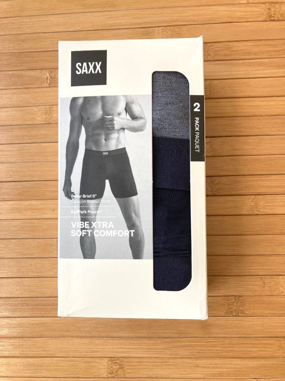 SAXX Vibe Xtra Soft Comfort Boxer Brief Fly 2-Pack Mens XL Black/Dark Gray NEW